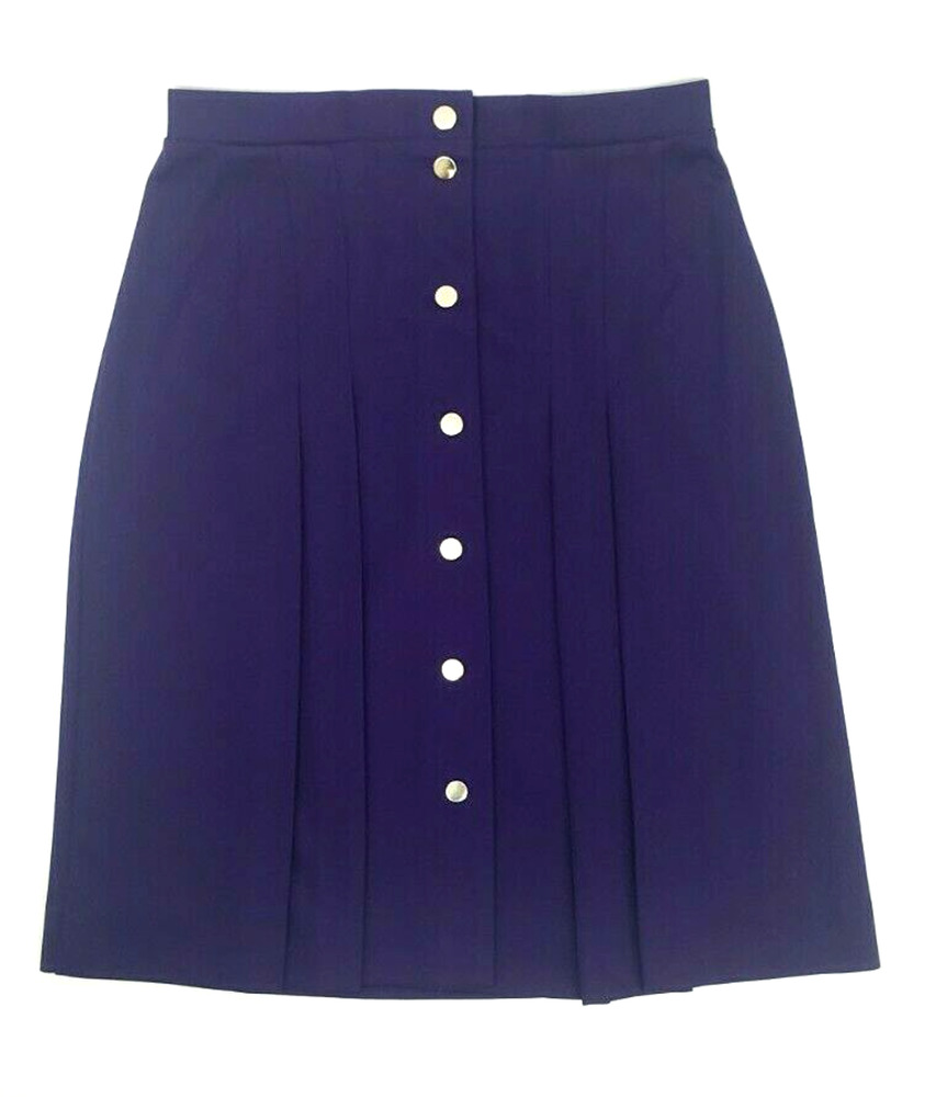 JCPenney Fashions Womens Size 16 Vintage Purple Brass Button Front Pleated Skirt